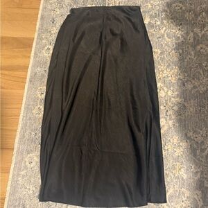 Aqua Satin Midi Skirt